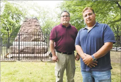  ?? Arnold Gold / Hearst Connecticu­t Media ?? Marc Conte, left, and Louis Pane, of East Haven, at Wooster Square Park in New Haven on Saturday.