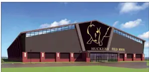  ?? SUBMITTED ?? Harding University announces plans for the Huckeba Field House, a $5.2 million indoor football practice facility.