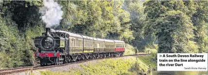  ?? Sarah Anne Harvey ?? A South Devon Railway train on the line alongside the river Dart