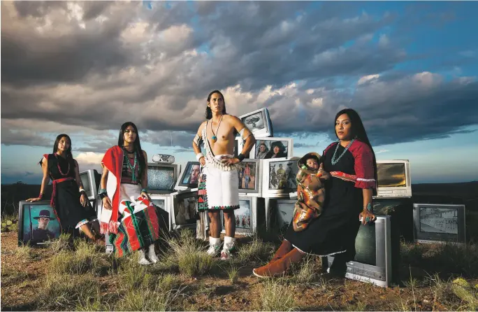  ??  ?? TV Indians (2017, color edition printed in 2021), digital photograph, courtesy the New Mexico Museum of Art and Cara Romero Photograph­y