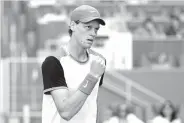  ?? LYNNE SLADKY/THE ASSOCIATED PRESS ?? Jannik Sinner reacts after winning a point against Grigor Dimitrov during Sunday’s men’s final at the Miami Open.