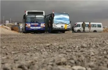  ?? © afp ?? Vooral in Afrika rijden nog oude bussen van De Lijn, maar nu blijkbaar ook in OostGhouta.