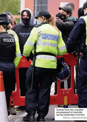  ?? PHOTOS: JONATHAN MYERS ?? Scenes from the traveller encampment in Eastville during yesterday’s eviction