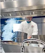  ??  ?? BUSY AT WORK: Before he became a full-fledged chef, Saud Mohammed Al Matrooshi learnt how to do all sorts of kitchen tasks, including doing the inventory and mopping floors.