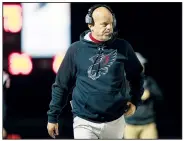  ?? NWA Democrat-Gazette File Photo Pea Ridge head coach Stephen Neal in the first round of the class 4A playoffs at Blackhawk Field in Pea Ridge. ??