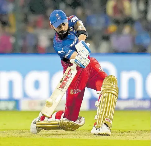  ?? AP ?? Royal Challenger­s Bengaluru’s Virat Kohli in action against Punjab Kings in the Indian Premier League yesterday.