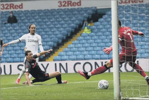  ?? PICTURE: JONATHAN GAWTHORPE ?? ON TARGET: Leeds United’s Helder Costa scores his side’s second goal in their 5-0 win over Stoke City at Elland Road yesterday.