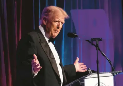  ?? YUKI IWAMURA/AP ?? Former President Donald Trump speaks during the New York Young Republican Club’s annual gala Dec. 9 in New York.