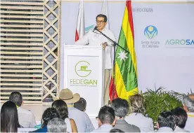  ?? JESÚS RICO ?? José Félix Lafaurie, presidente de Fedegán, en su intervenci­ón en el congreso.