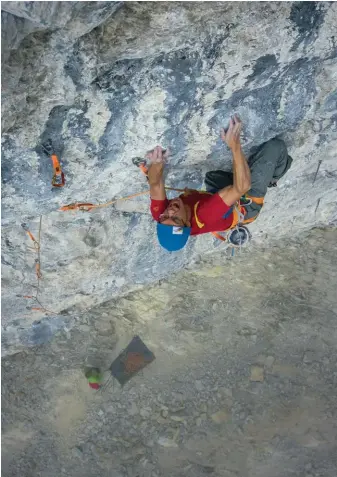  ??  ?? Above: Evan Hau on Dime Piece 5.14b, Saddle Up wall at the Coliseum in Echo Canyon, Bow Valley, Alta.