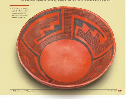  ??  ?? 4. Puerco black-on-red bowl, ca. 1050-1175, 4⁄ x 9¼". Museum of Indian Arts and Culture/laboratory of Anthropolo­gy 43321.