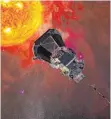  ?? FOTO: JOHNS HOPKINS UNIVERSITY APPLIED PHYSICS LABORATORY/NASA/DPA ?? Die Computergr­afik zeigt die „Parker Solar Probe“auf dem Weg zur Sonne.