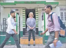  ?? ANSHUMAN POYREKAR/HT PHOTO ?? Dr Abigail McGowan is an expert on material culture, politics, and everyday life in colonial South Asia. Here, she’s at Swastik Court, an art deco building off Oval Maidan.