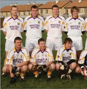  ??  ?? The Purple and Gold Stars football team that pipped Wexford by a point in St. Patrick’s Pa Brian Malone, Lorcan Kent, Ciarán O’Leary, John Hudson, Adrian Flynn. Front (from left): seven members of the 21-strong Purple and Gold selection), Aidan Cullen, John Hegarty, P