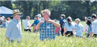  ??  ?? Delegates look round the UK’s largest on-farm organic event at Green Acres Farm in Shifnal.