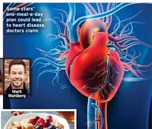  ?? ?? Some stars’ one-meal-a-day plan could lead to heart disease, doctors claim
Mark Wahlberg