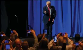  ??  ?? Donald Trump reacts after speaking to the National Associatio­n of Realtors Legislativ­e Meeting and Trade Expo at the Washington Marriott Wardman Park. Photograph: Erik S Lesser/EPA