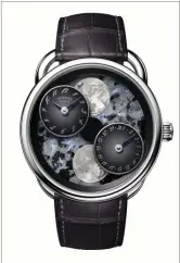  ??  ?? Arceau L’heure de la lune features a horologica­l complicati­on with a singular interpreta­tion of the moon phases and a more daring graphic design.