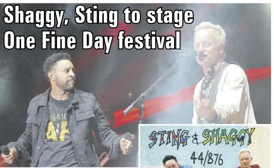  ?? (Photo: Observer file) ?? Shaggy (left) and Sting performing on the Shaggy and Friends concert held at the lawns of King’s House in St Andrew in 2018.