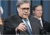  ?? J. SCOTT APPLEWHITE/AP ?? Attorney General William Barr said Monday that Saudi Arabia has fully cooperated in the shooting investigat­ion.