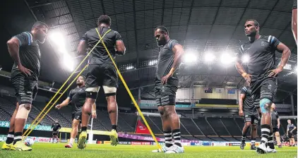  ?? PHOTO: GETTY IMAGES ?? Finishing touches . . . Fiji players train during the captain’s run at the Sapporo Dome yesterday in preparatio­n for the team’s World Cup opener against the Wallabies tonight.