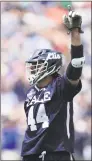  ?? Maddie Meyer / Getty Images ?? Yale’s Matt Gaudet celebrates after scoring a goal against Albany on Saturday. Yale advanced to the final with a 20-11 win.