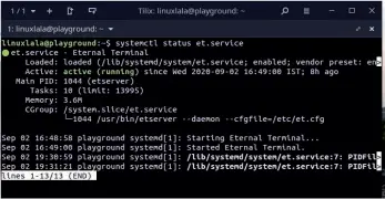  ??  ?? You can run the ‘systemctl status et’ command to check the status of Eternal Terminal service.