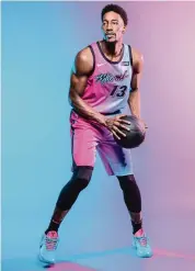  ?? Miami ?? Bam Adebayo sports the Heat’s new “ViceVersa” City Edition uniform. It will be available on Feb. 1.