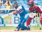  ?? AFP ?? Dinesh Karthik was the highest scorer for India with a 29ball 48 against West Indies in the T20I on Sunday.