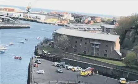  ??  ?? Emergency services near Wearmouth Bridge on Thursday afternoon.