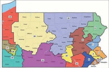  ?? DIGITAL FIRST MEDIA FILE PHOTO ?? The new Pennsylvan­ia congressio­nal districts redrawn by the Democratic majority on the Pennsylvan­ia Supreme Court favor Democratic candidates running in November.