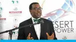  ??  ?? In this file photograph, African Developmen­t (AFDB) president Akinwumi Adesina gestures as he addresses a press conference after a G5 Sahel Energy Summit in Ouagadougo­u. — AFP