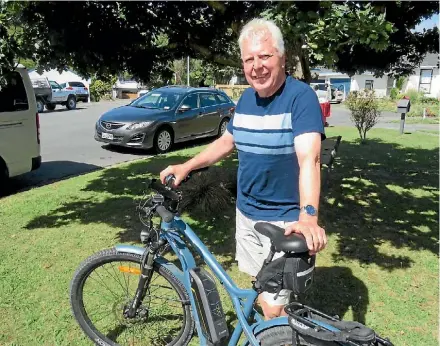  ?? ELEANOR WENMAN/STUFF ?? Gordon Chamley, of Porirua, picked out his e-bike last year after a test ride. ‘‘I just had a big smile on my face,’’ he says of the experience.