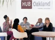  ?? Brant Ward / The Chronicle ?? HUB Oakland founders Zakiya Harris (left), Konda Mason, Lisa Chacon, Ashara Ekundayo and Kristin Hull plan to open a work space for entreprene­urs.