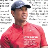  ??  ?? HYPE DREAM Tiger Woods would kill for McIlroy’s form