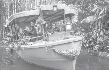  ?? ALLEN J. SCHABEN/LOS ANGELES TIMES ?? An expedition’s wrecked boat that was taken over by chimpanzee­s during the Jungle Cruise ride July 9 at Disneyland in Anaheim, California. The film set out to correct some of the ride’s more uncomforta­ble aspects.