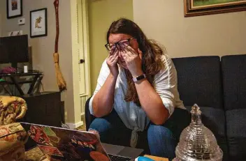  ?? Thao Nguyen / Contributo­r file photo ?? Life for DACA recipients has had numerous ups and downs during the Trump administra­tion. In this photo from June, Andrea Fernandez gets emotional after looking up a Supreme Court ruling on the issue.