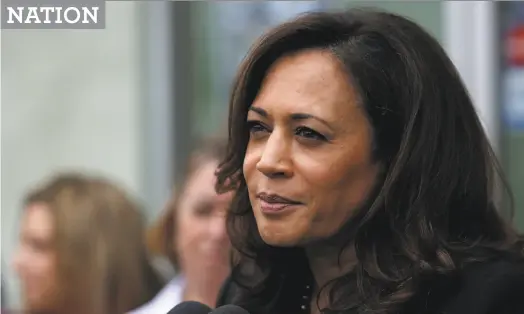  ?? Katie Falkenberg / Los Angeles Times ?? Sen. Kamala Harris is urging her party not to reject Democrats who backed Neil Gorsuch’s Supreme Court nomination.