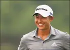  ?? Sam Greenwood / Getty Images ?? Collin Morikawa is interviewe­d after Thursday’s first round of the Workday Charity Open in Dublin. Ohio.