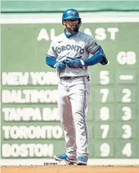  ?? BILLIE WEISS BOSTON RED SOX/GETTY IMAGES ?? Teoscar Hernandez, who hit a double on Sunday, has been one of the few bright spots on offence for the Blue Jays.