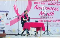  ??  ?? MS BIBETH Orteza sharing her story with breast cancer