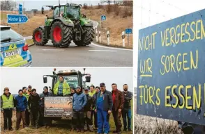  ?? ?? Entlang der vielbefahr­enen A8 demonstrie­rten am Mittwoch einige Landwirte. Unter anderem wurden die Auffahrten zur Autobahn bei Adelsried und Zusmarshau­sen zeitweise blockiert.