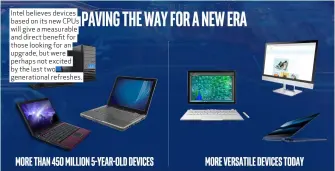  ??  ?? Intel believes devices based on its new CPUs will give a measurable and direct benefit for those looking for an upgrade, but were perhaps not excited by the last two generation­al refreshes.