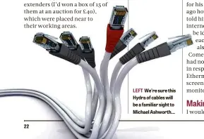  ??  ?? LEFT We’re sure this Hydra of cables will be a familiar sight to Michael Ashworth…