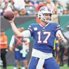  ?? ROBERT DEUTSCH/USA TODAY SPORTS ?? Bills quarterbac­k Josh Allen has thrown 19 touchdown passes and eight intercepti­ons this season.