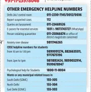  ??  ?? CBSE helpline numbers for students
Waste or any municipal related issues in