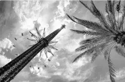  ?? JOE BURBANK/ORLANDO SENTINEL ?? The Orlando Starflyer swing ride remains closed on a deserted Internatio­nal Drive, as the response to the coronaviru­s pandemic takes its toll on the entertainm­ent and shopping district south of Orlando.