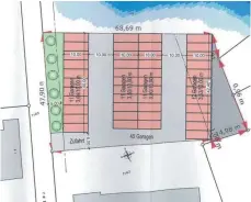  ?? FOTO: BÜRO RAPP ?? 45 Garagen sollen im Gebiet „Geren Alber“entstehen. Fahrzeuge, Gartenmöbe­l und anderes kann dort gelagert werden.