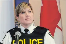  ?? KAREN LONGWELL METROLAND FILES ?? Northumber­land OPP Detachment Commander Insp. Lisa Darling speaks during a June press conference in Cobourg.