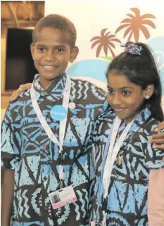  ??  ?? Timoci Nausala will depart for France today. Pictured with him is Shalvi Shakshi of Bua at the COP23 Meeting in Bonn, Germany last month.